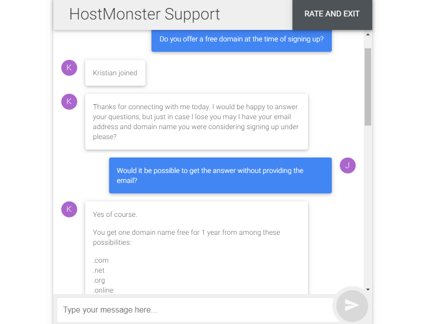 HostMonster Live Chat Support