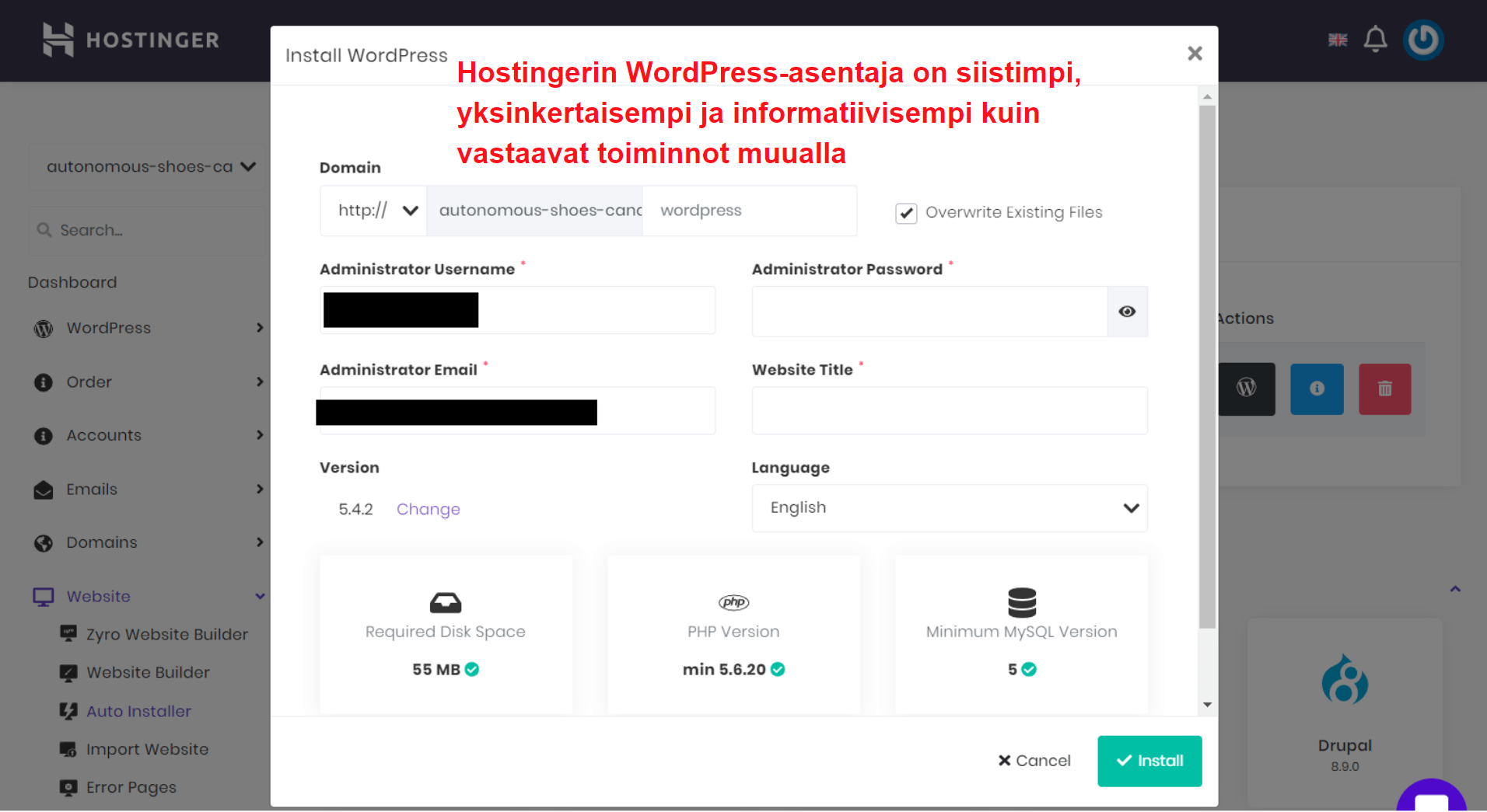 Hostinger WordPress auto installer_FI