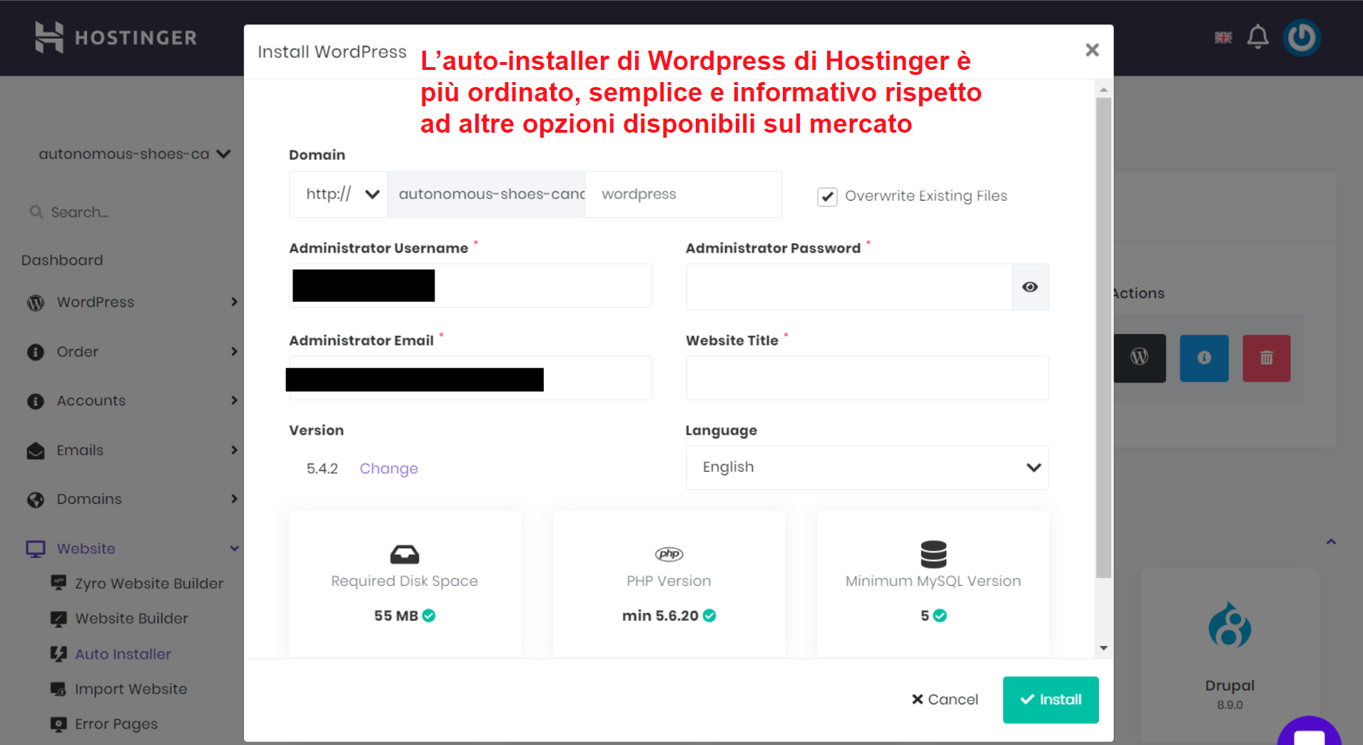 Hostinger WordPress auto installer_IT