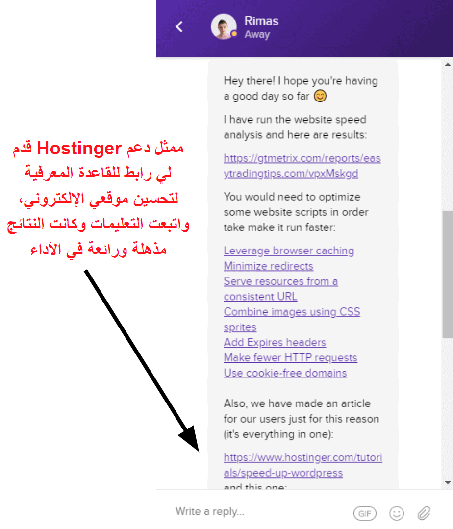Hostinger live chat optimization support_AR
