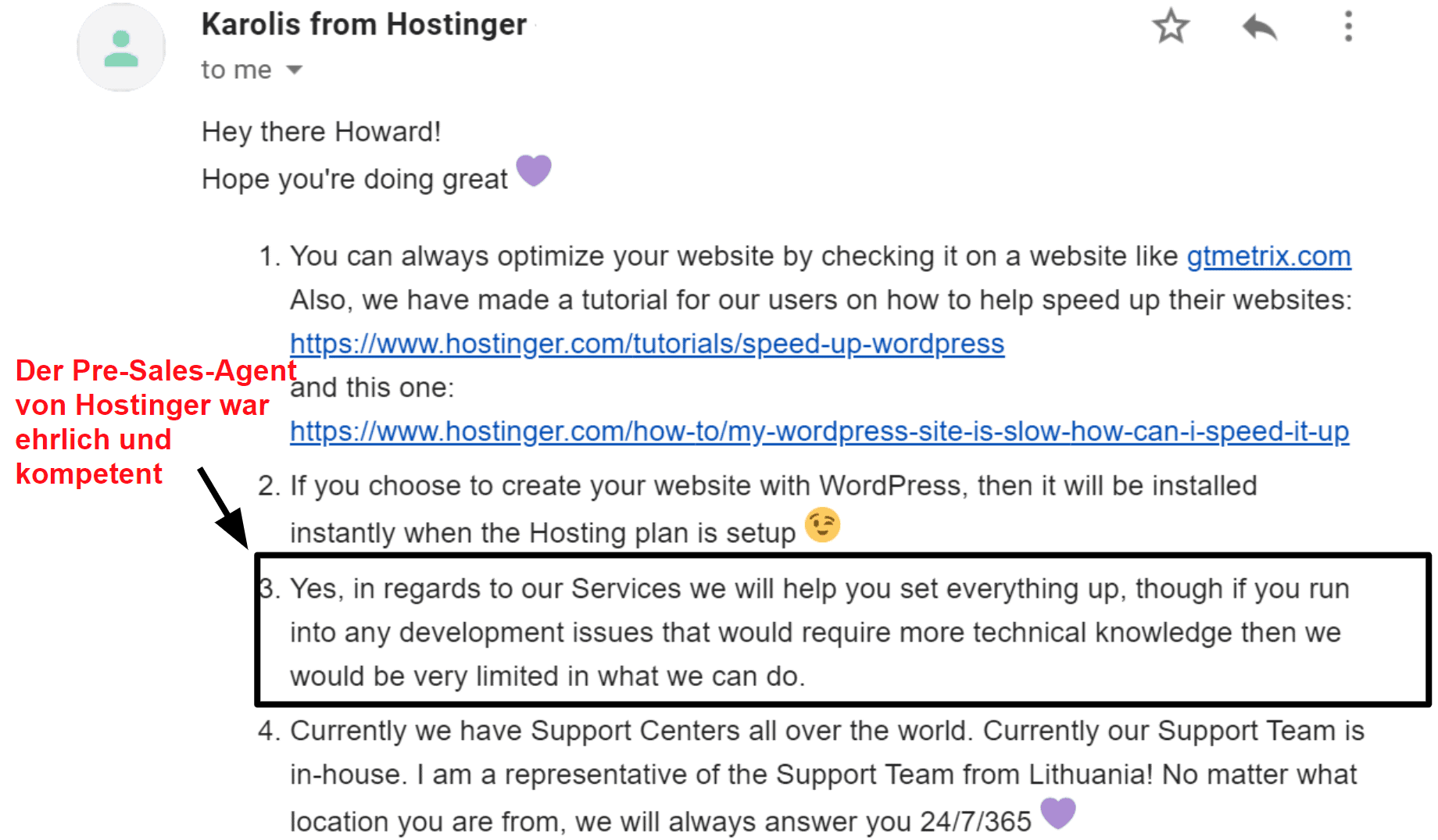 Hostinger pre sales email support_DE