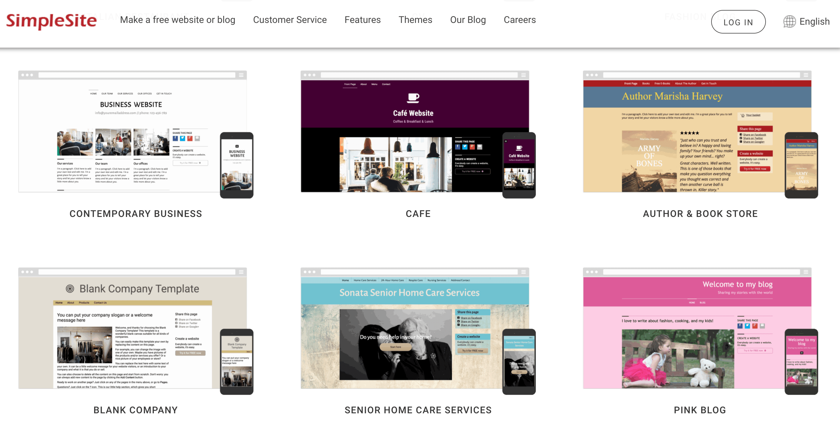 SimpleSite Template Options