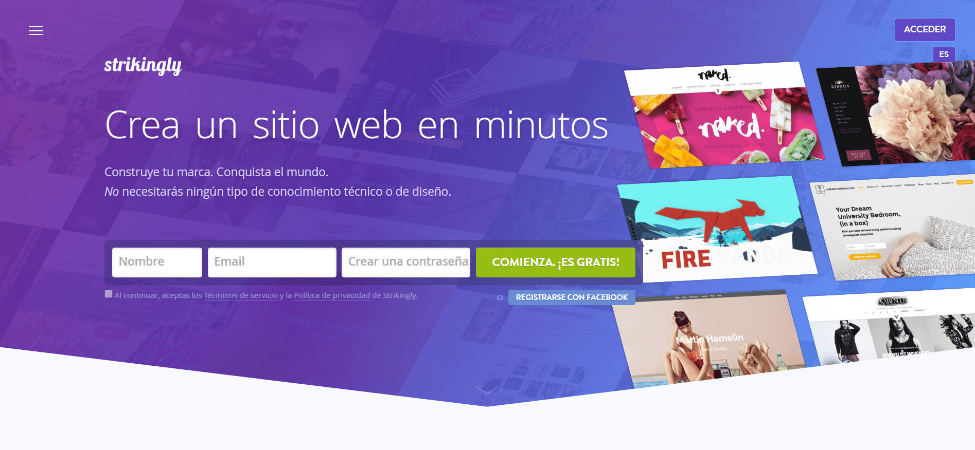 Strikingly homepage