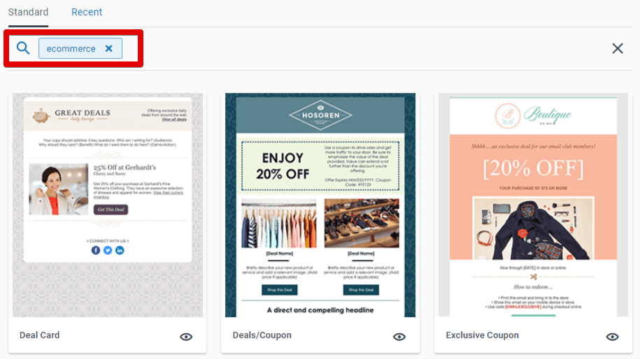 Constant Contact e-commerce email templates