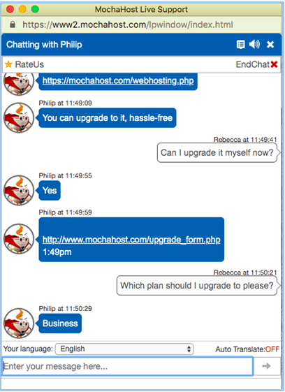MochaHost Live Chat Support