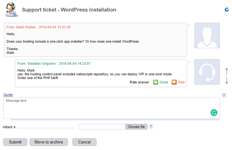 RealHost ticket support 1 1