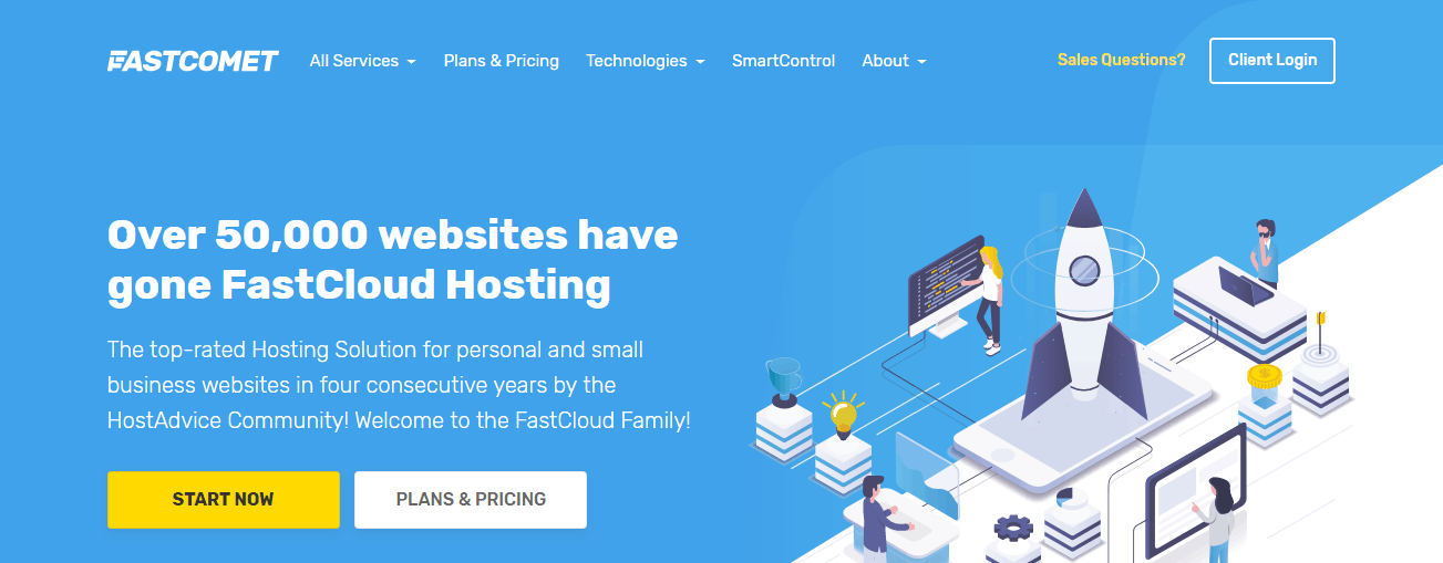 Best SSD hosting - FastComet homepage