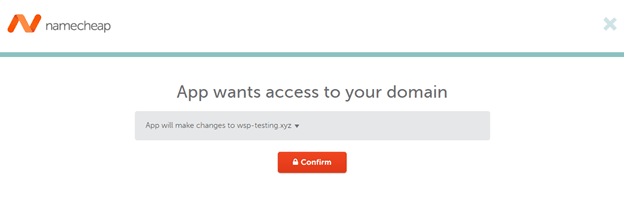 Confirm change of domain name screen with Namecheap