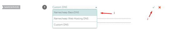 Namecheap nameservers dropdown menu