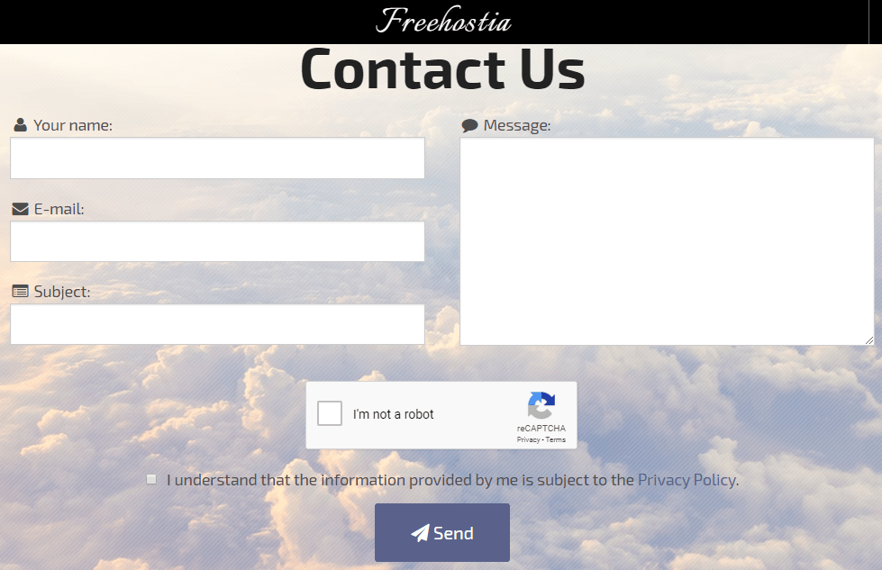 Freehostia Contact Us Form