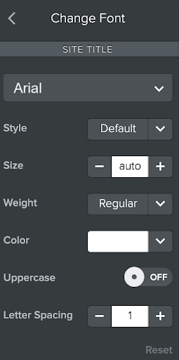 Font customization sidebar in the classic Weebly editor