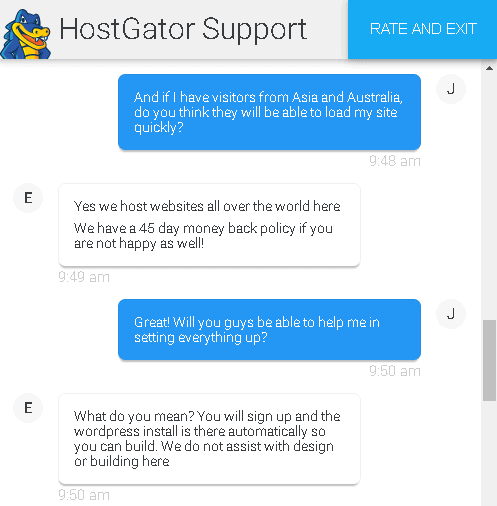 HostGator - live chat 3