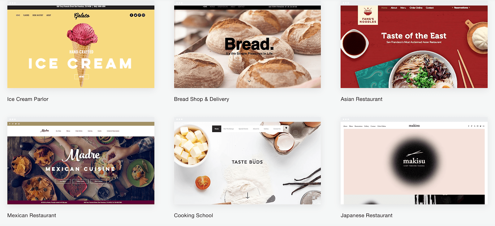 Wix website templates for restaurants