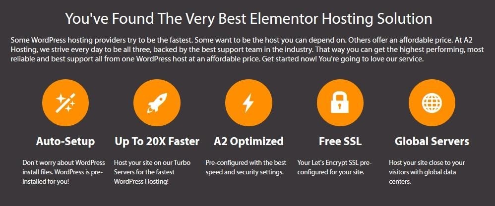 A2 Hosting - Elementor features