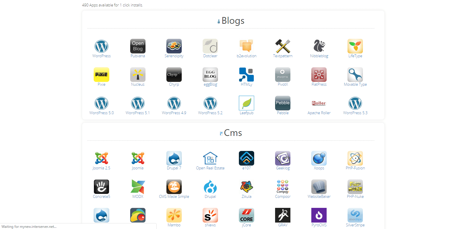 InterServer offers 400+ one-click install apps