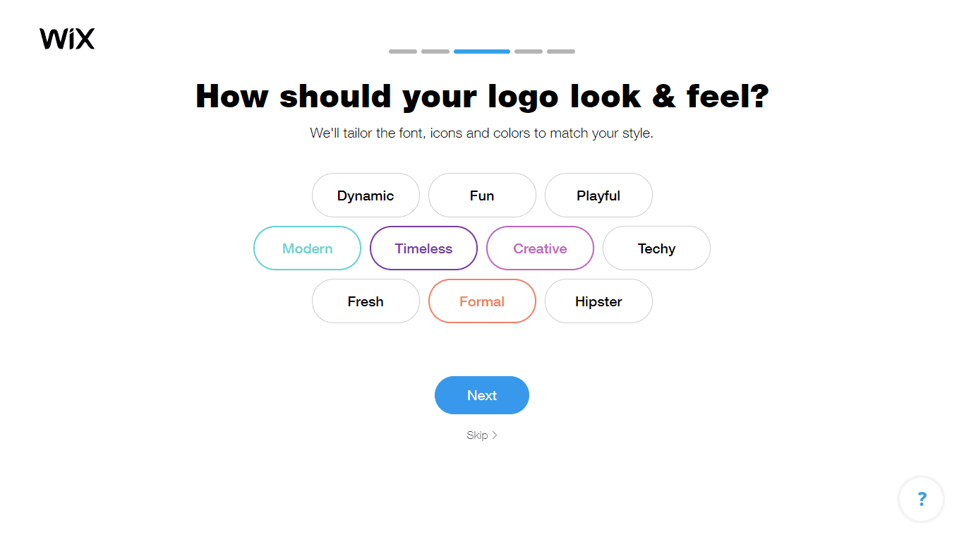 Wix Logo Maker screenshot - look & feel