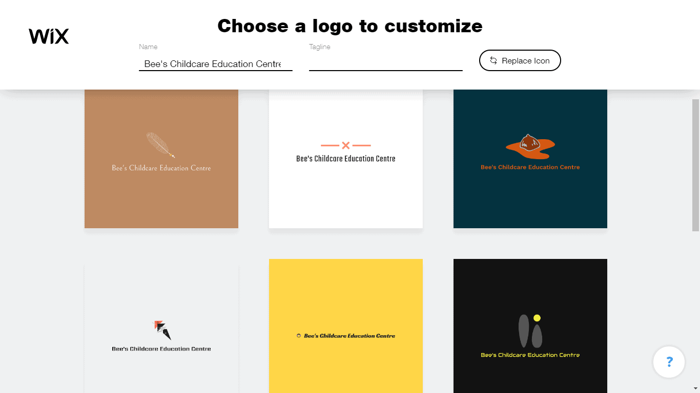 Wix Logo Maker screenshot - logo suggestions