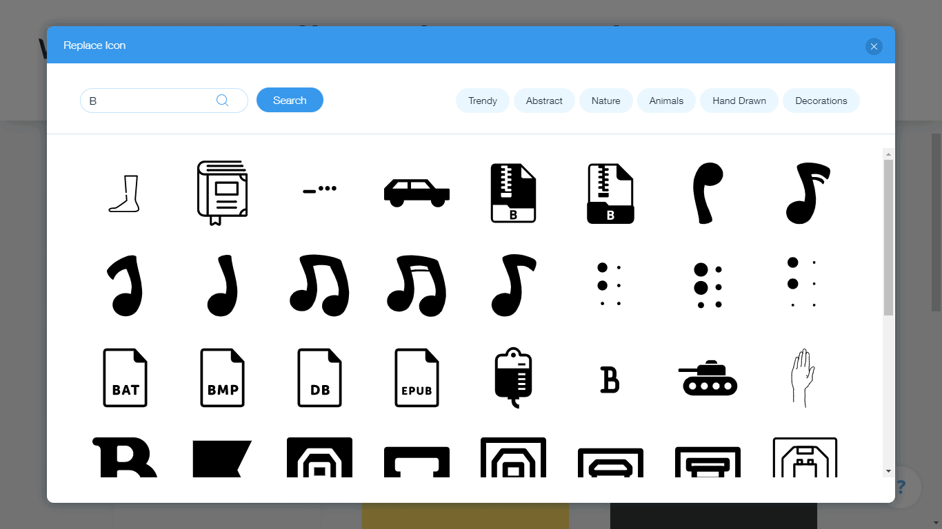 Wix Logo Maker screenshot - B icons