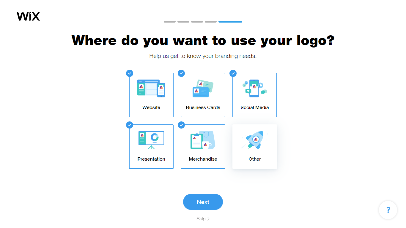 Wix Logo Maker screenshot - branding needs