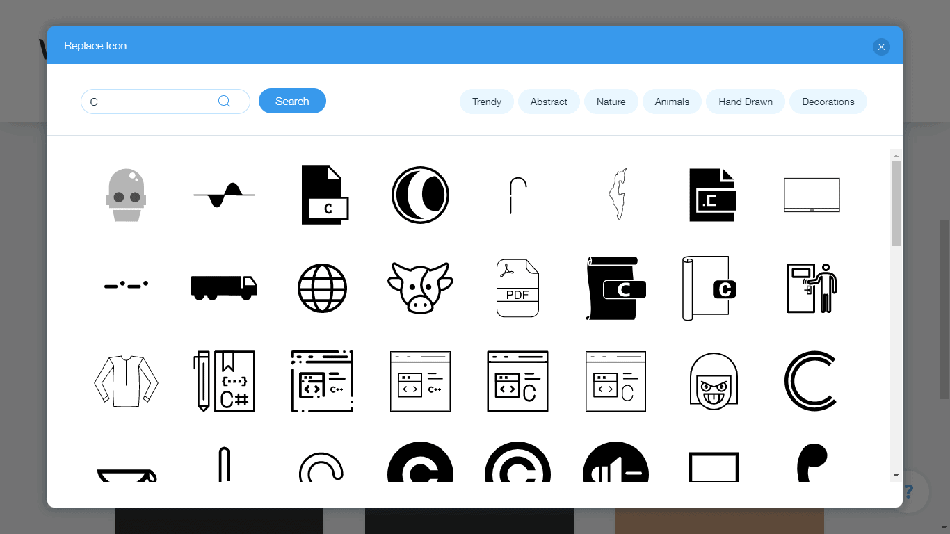 Wix Logo Maker screenshot - C icons