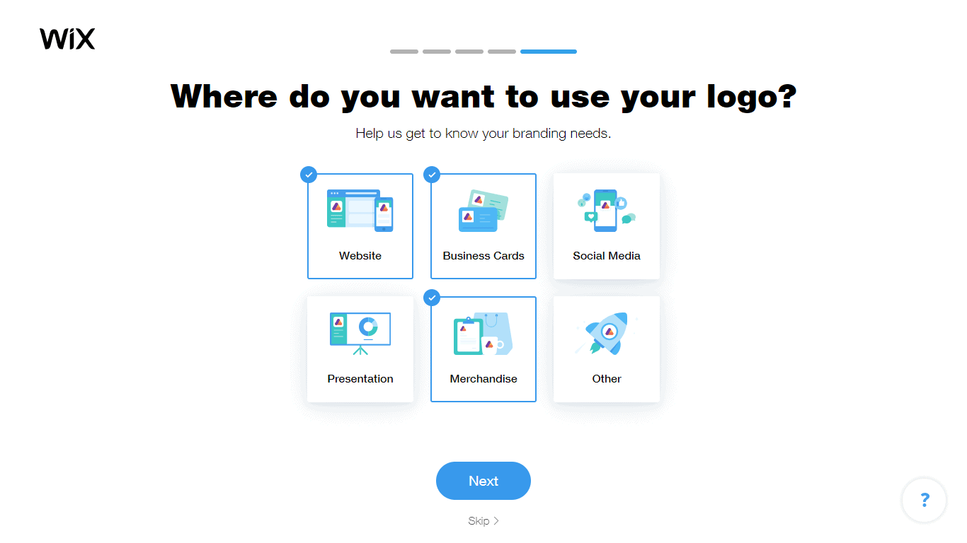 Wix Logo Maker screenshot - branding needs