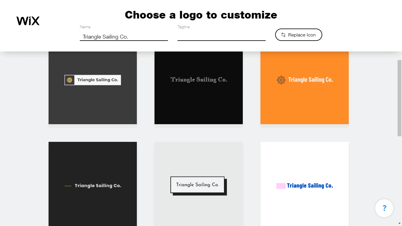 Wix Logo Maker screenshot - logo suggestions