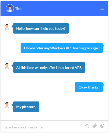 MDDHosting's live chat support