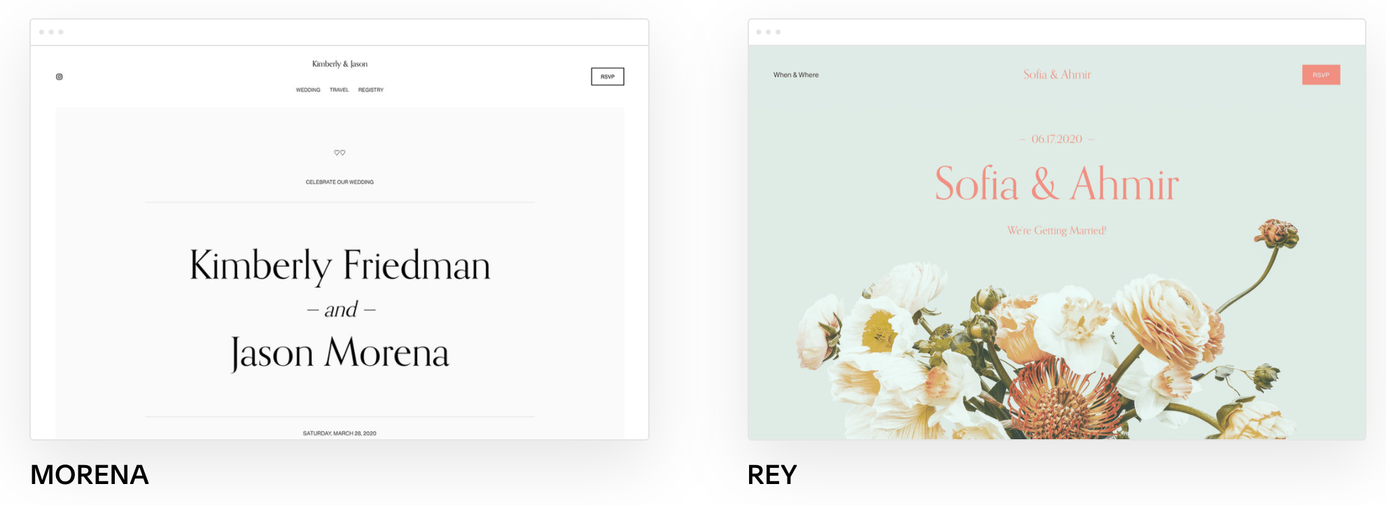 Additional Squarespace wedding templates