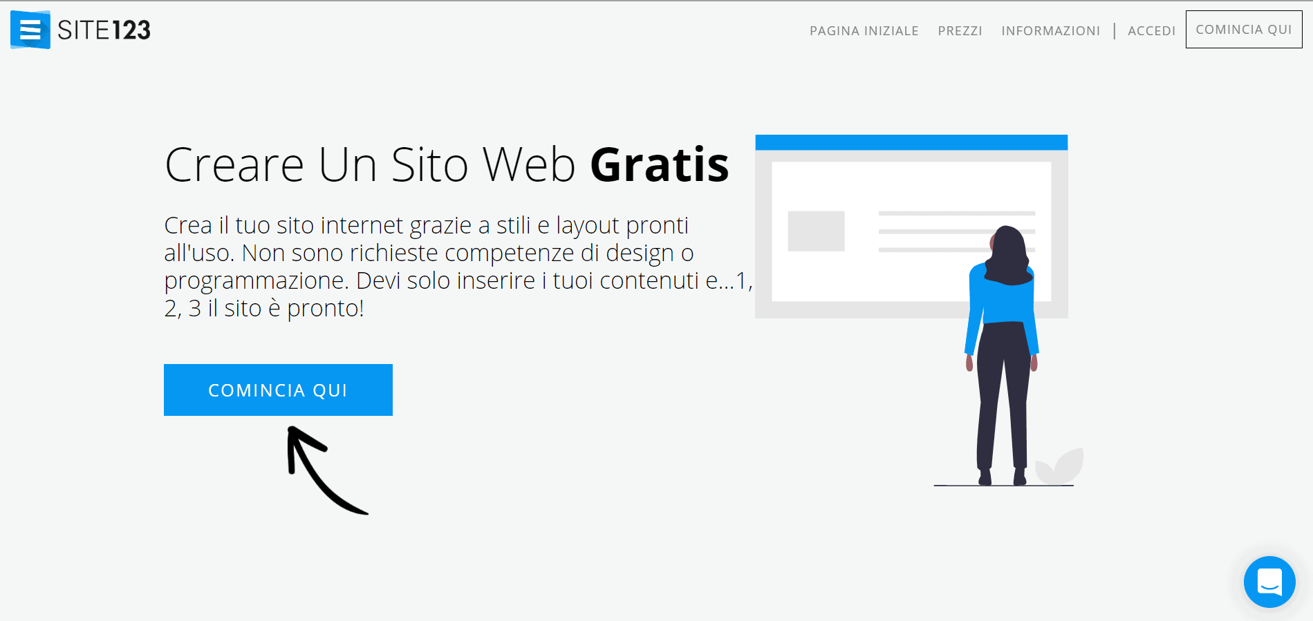 SITE123 homepage