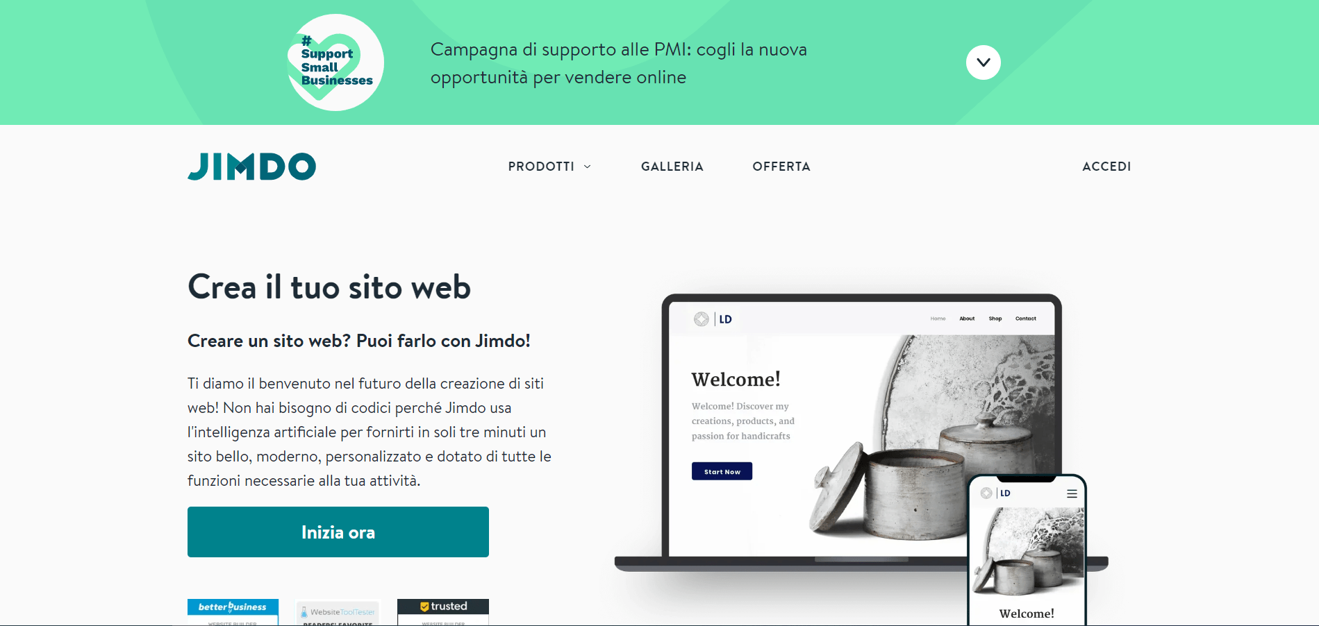 Jimdo homepage