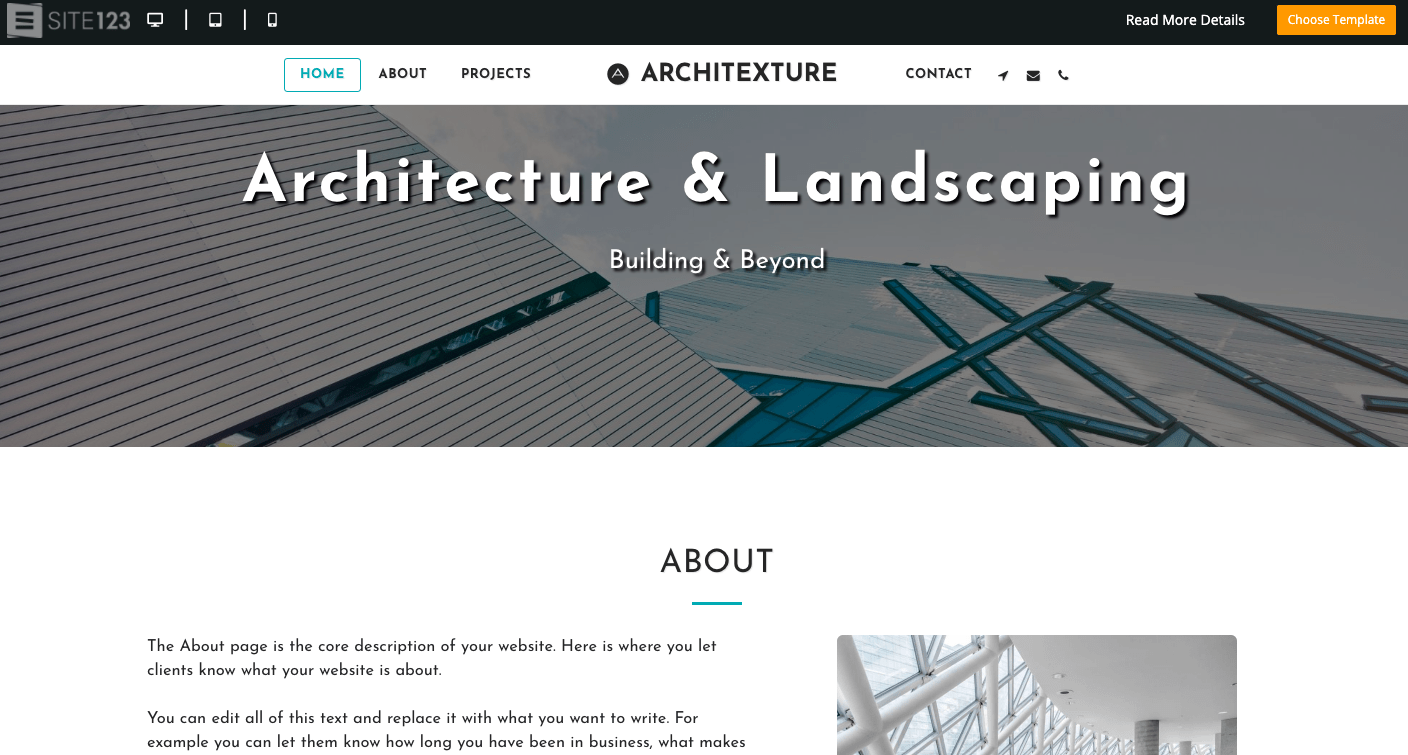 SITE123 Website Template for Architects