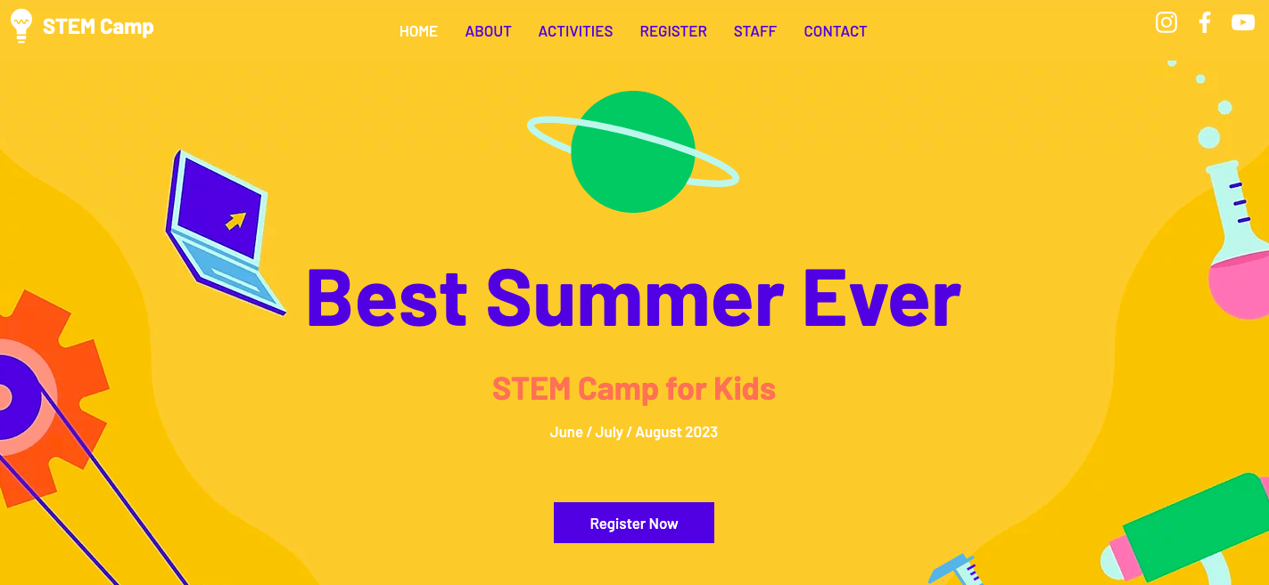 Wix STEM Camp template for kids