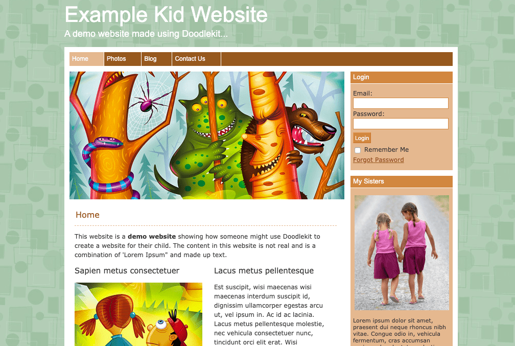 DoodleKit example kid website