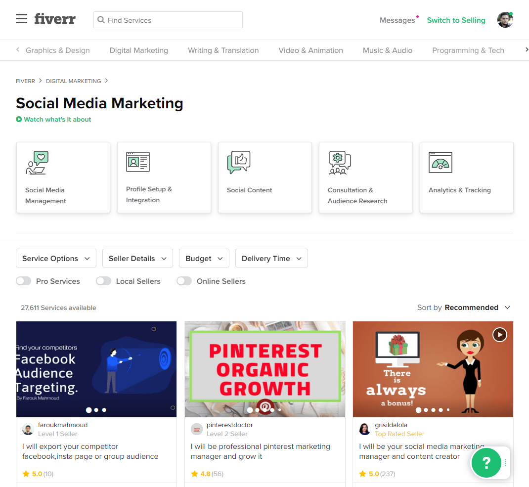 Wyszukiwarka gigów na Fiverr