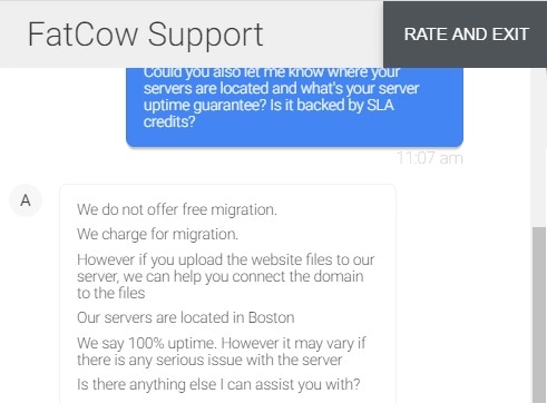 FatCow Chat Support