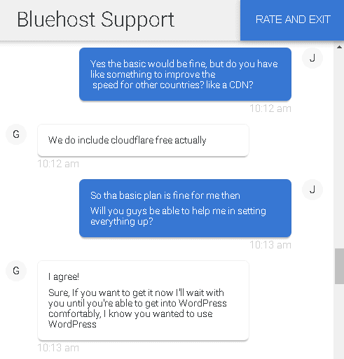 Bluehost live chat - 3