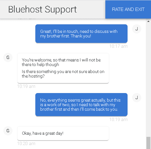 Bluehost - live chat 4