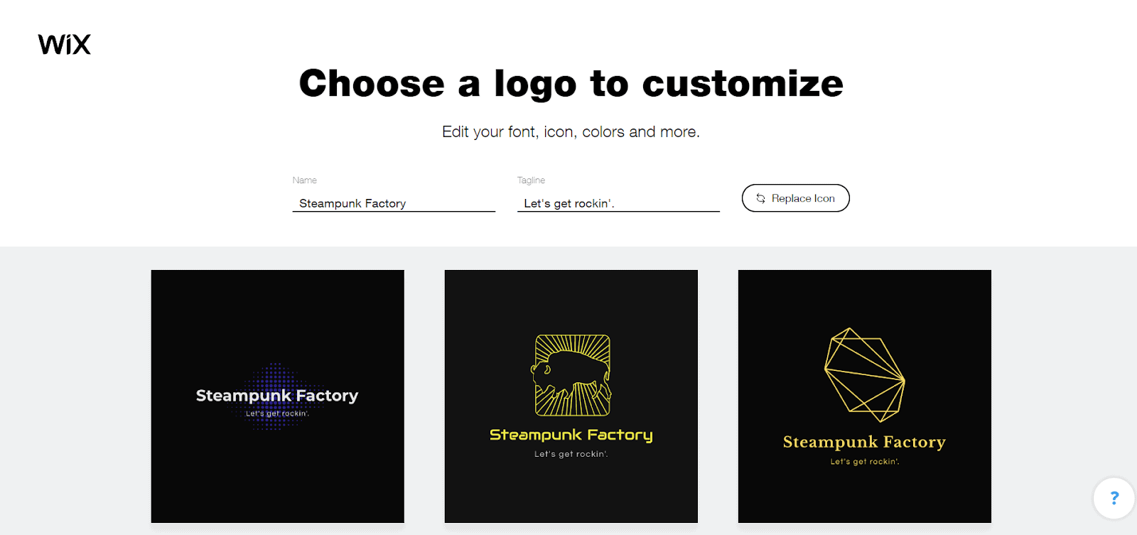 Wix Logo Maker screenshot - logo suggestions