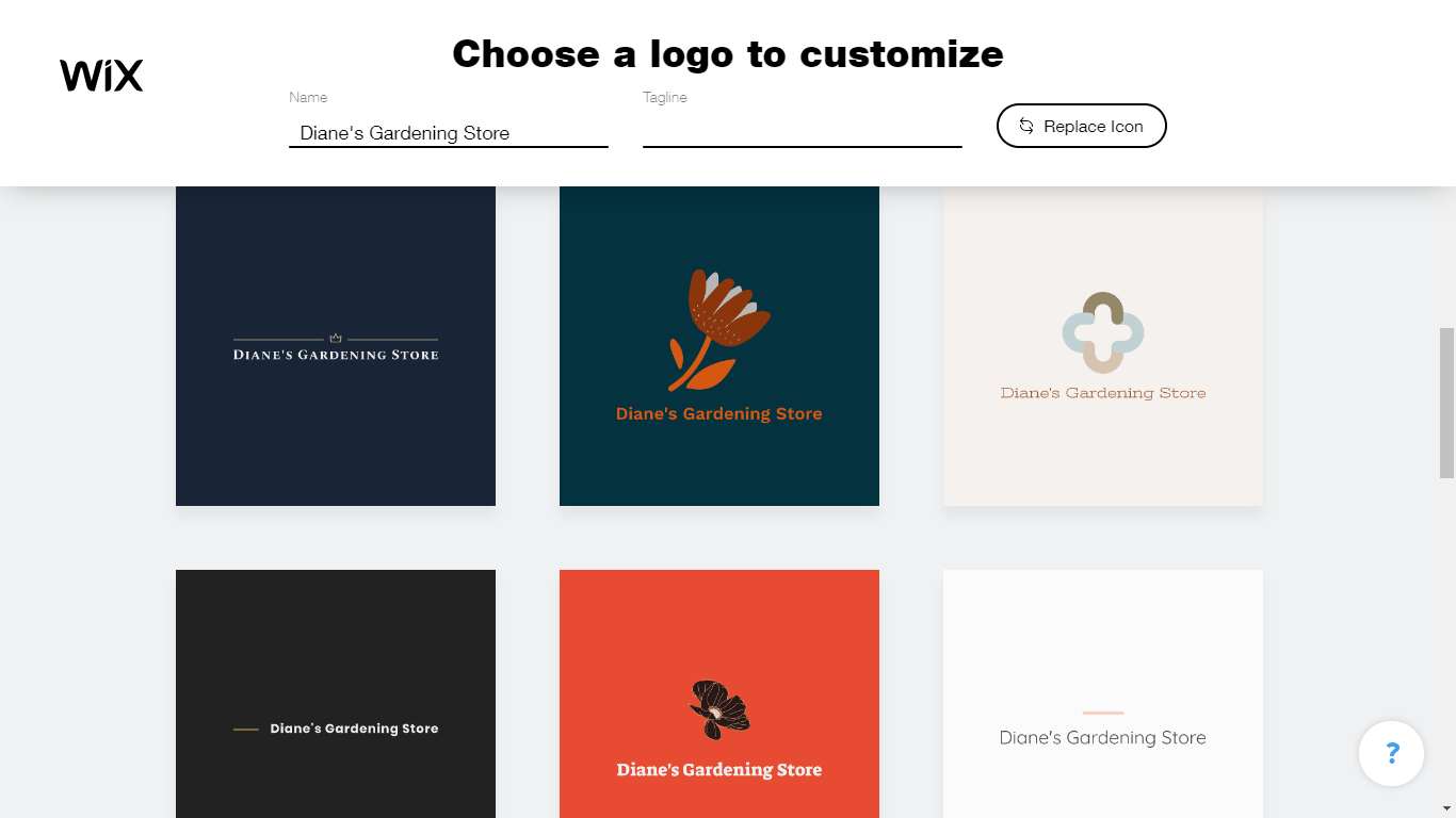 Wix Logo Maker screenshot - logo suggestions