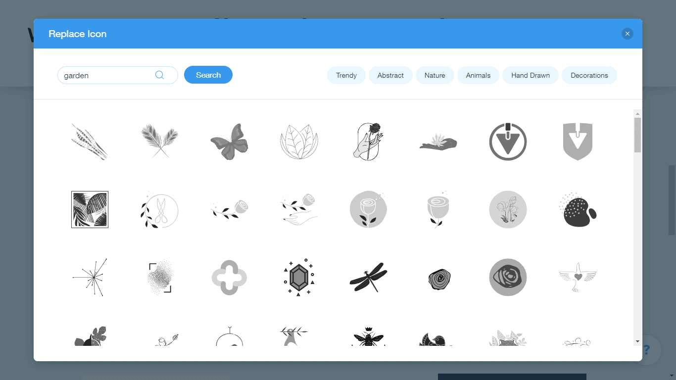 Wix Logo Maker screenshot - garden icons