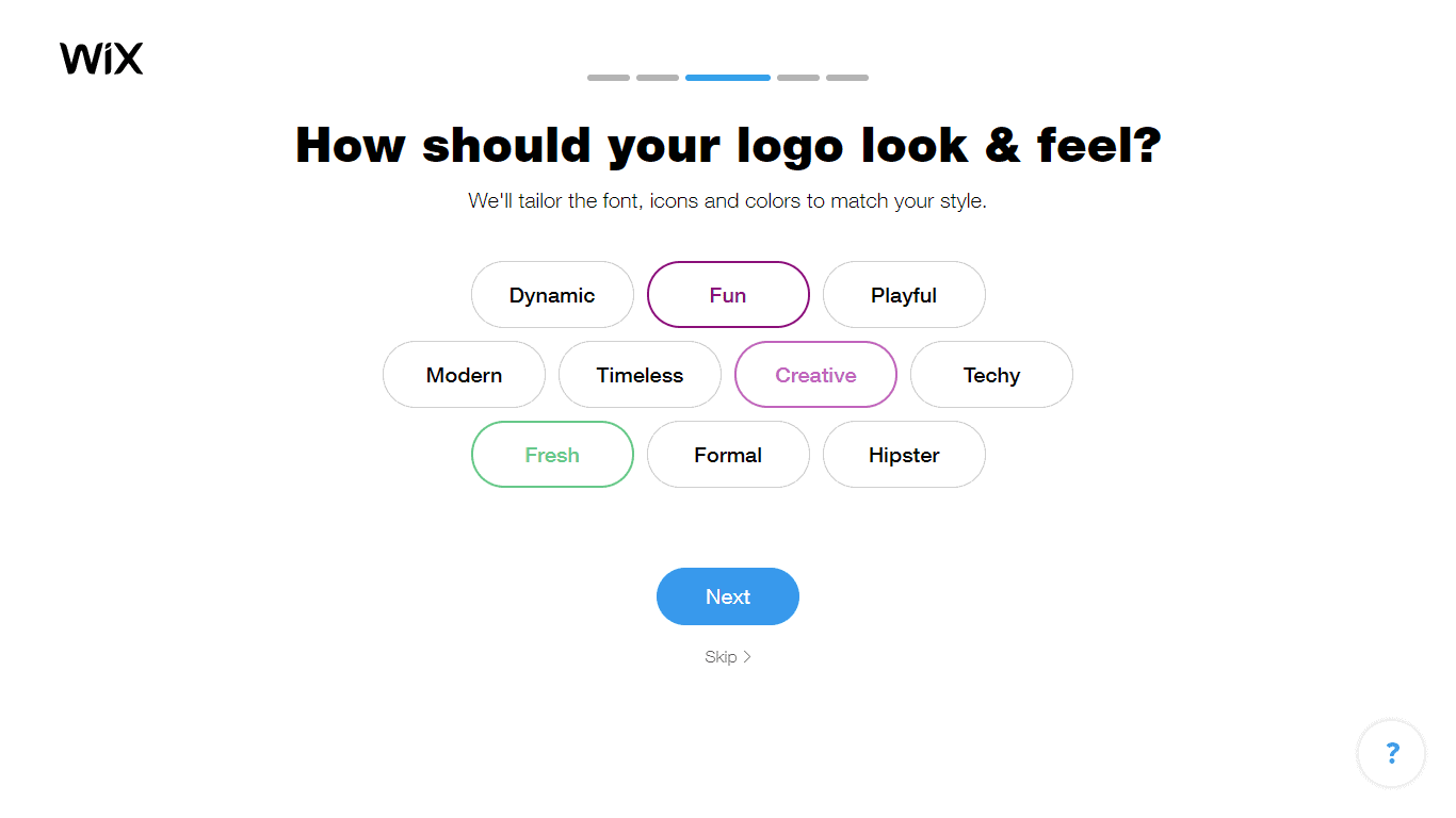 Wix Logo Maker screenshot - look & feel]