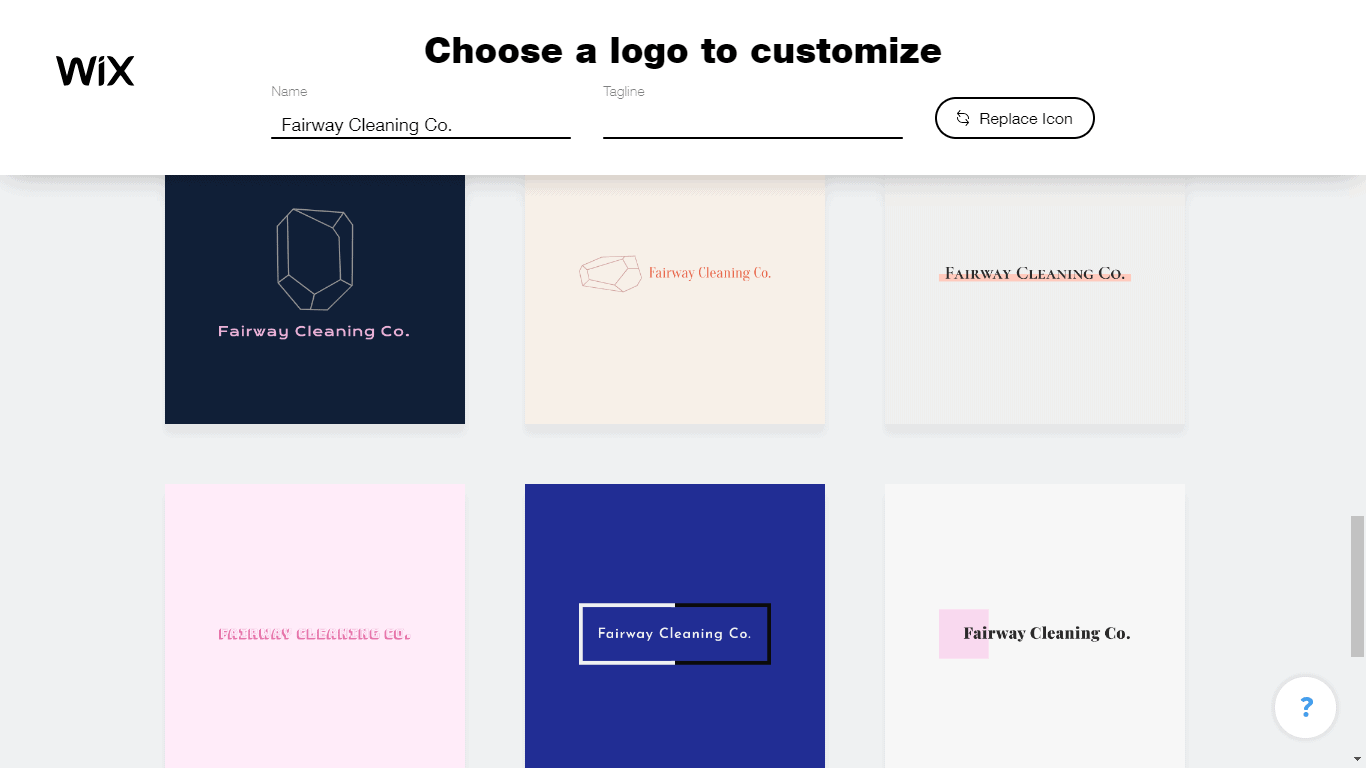 Wix Logo Maker screenshot - logo suggestions