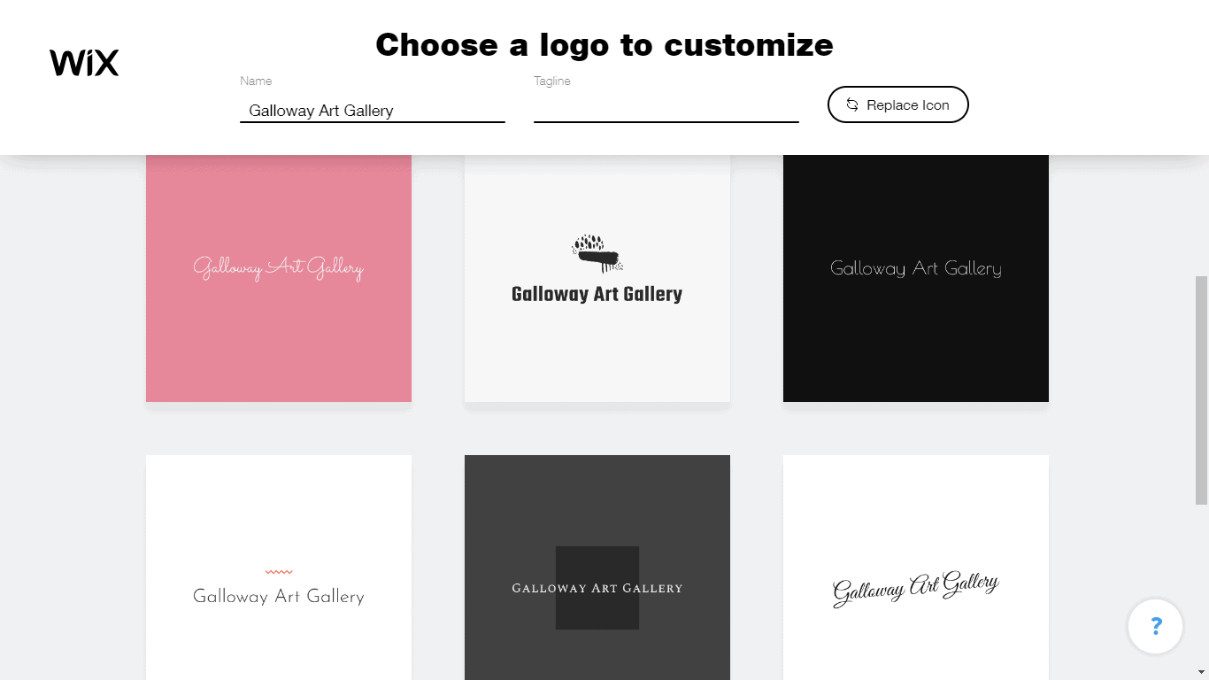 Wix Logo Maker screenshot - logo suggestions