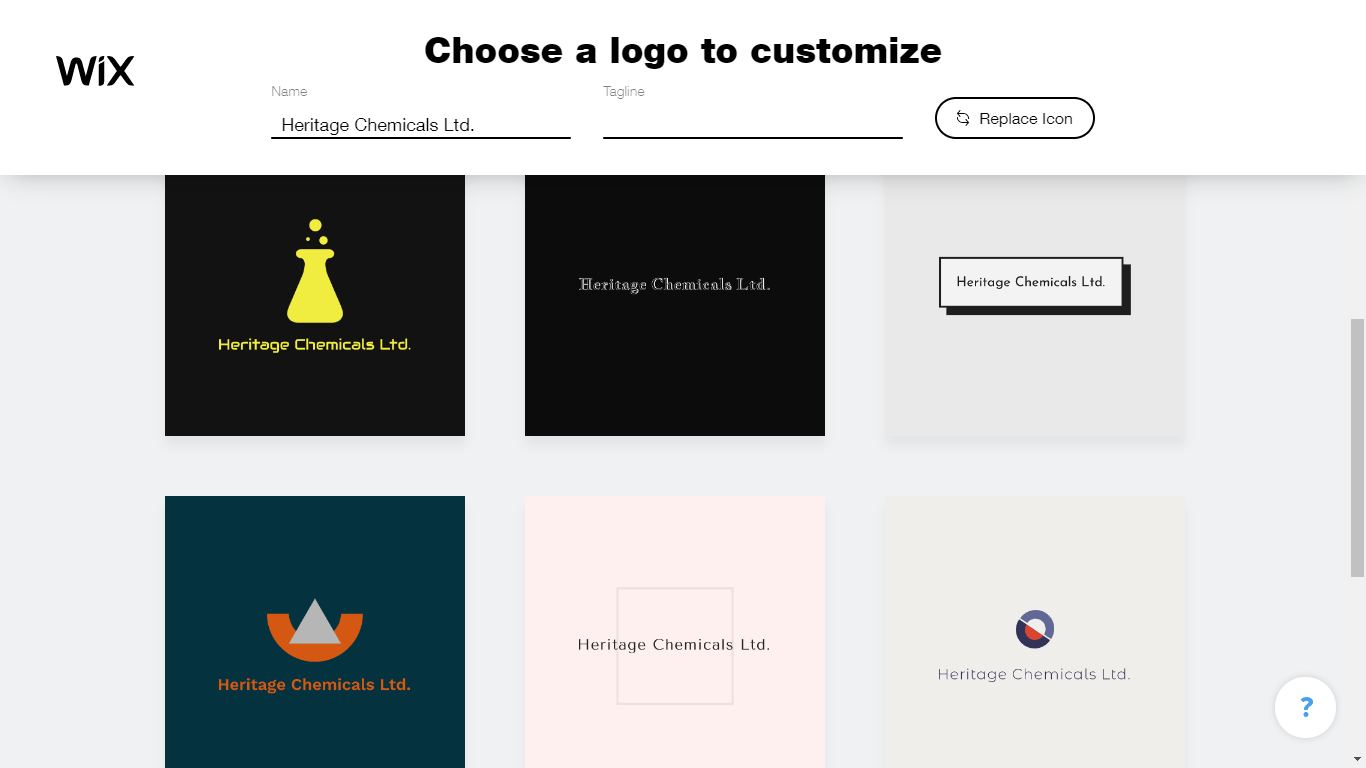 Wix Logo Maker screenshot - logo suggestions