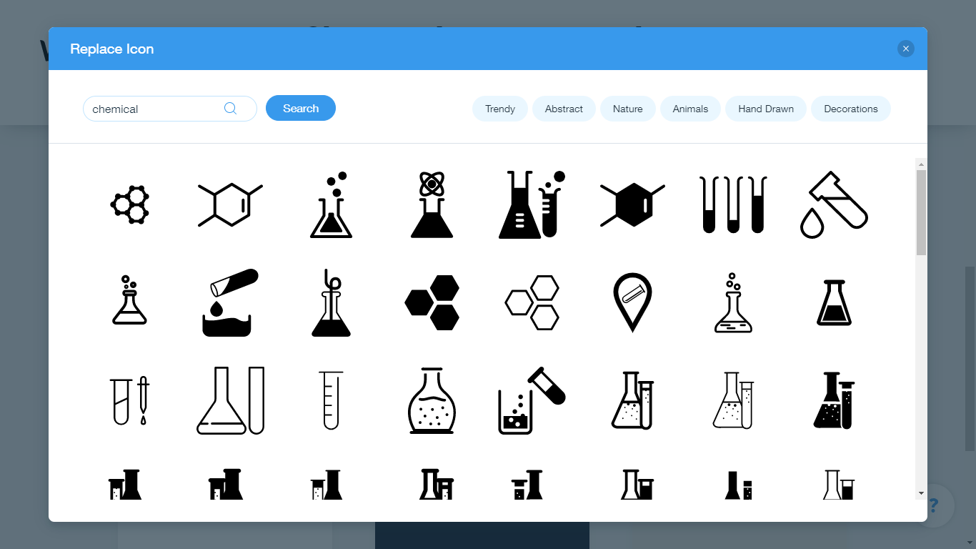 Wix Logo Maker screenshot - chemical icons