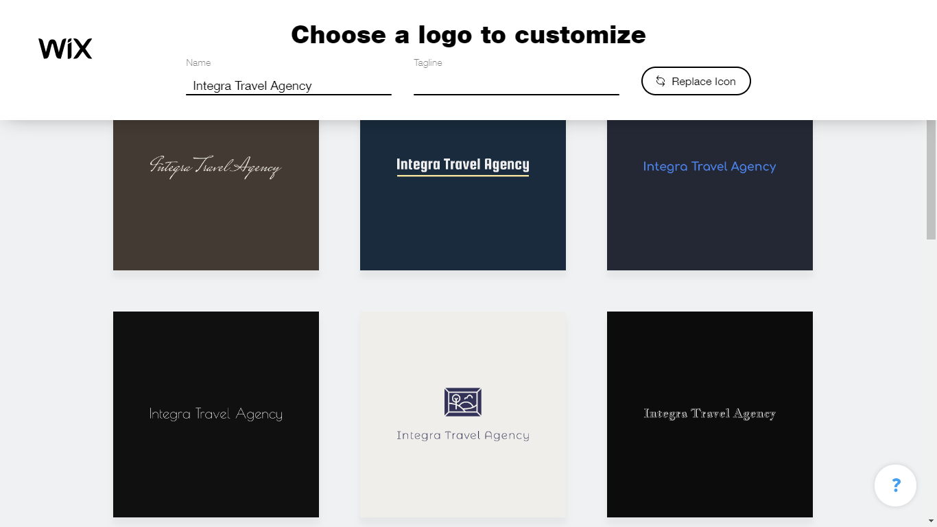 Wix Logo Maker screenshot - logo suggestions