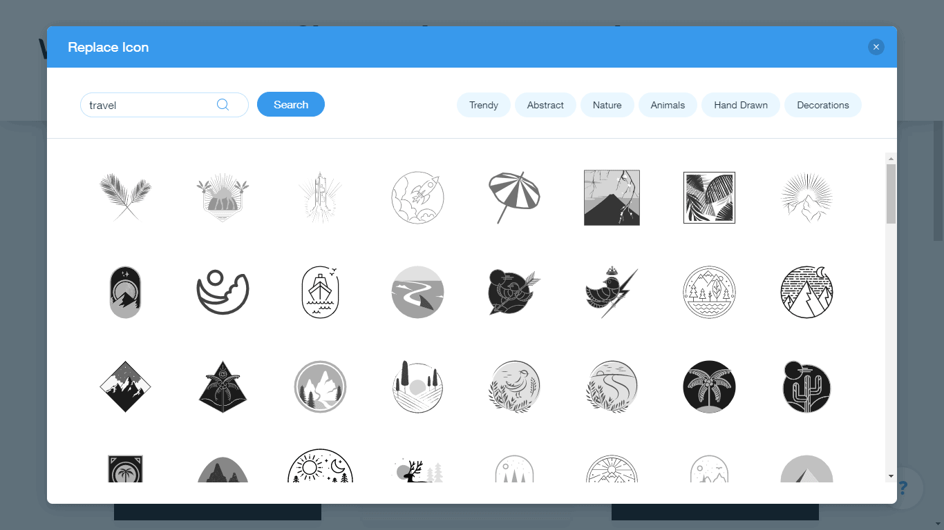 Wix Logo Maker screenshot - travel icons