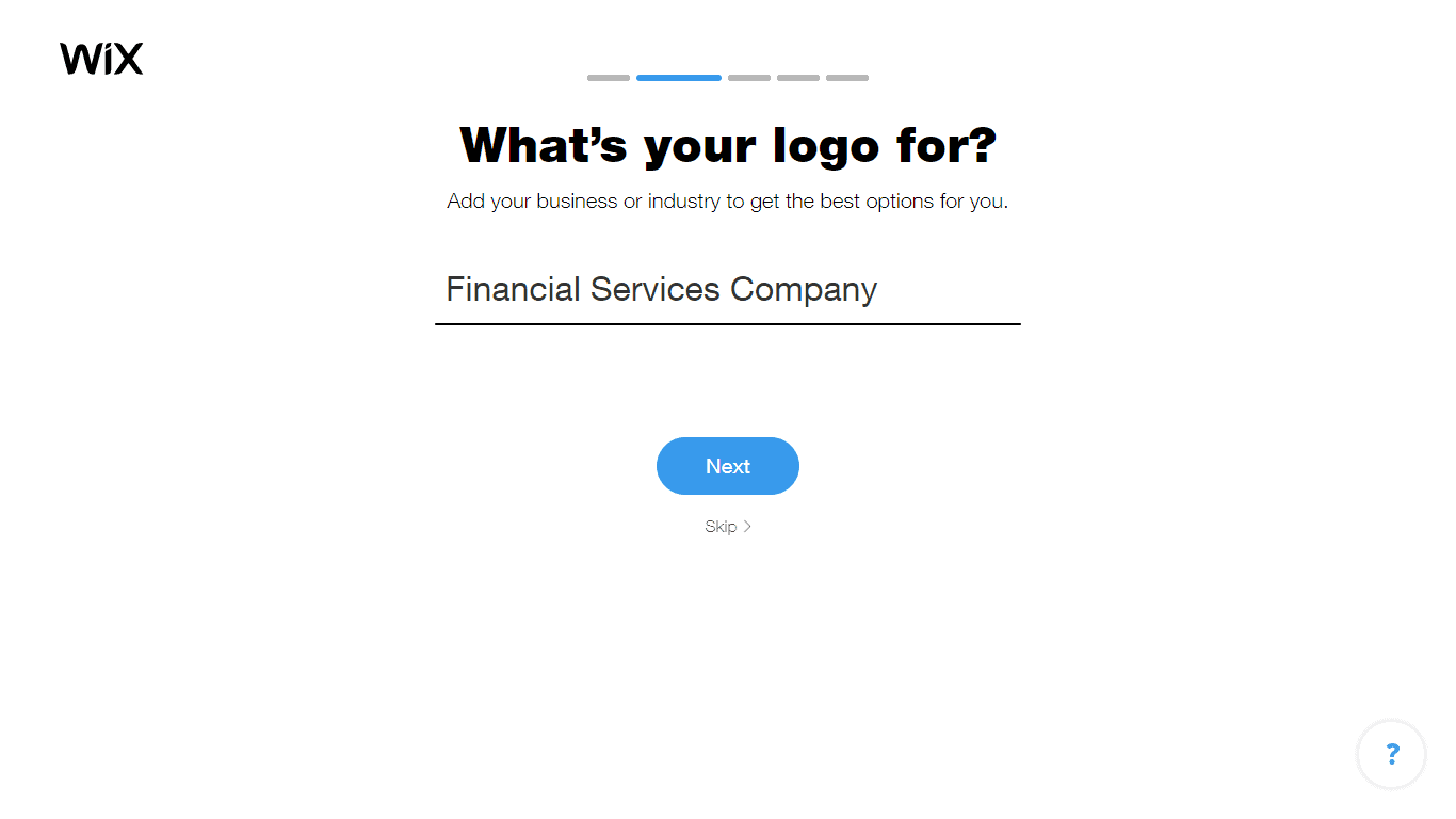 Wix Logo Maker screenshot - Choose industry option