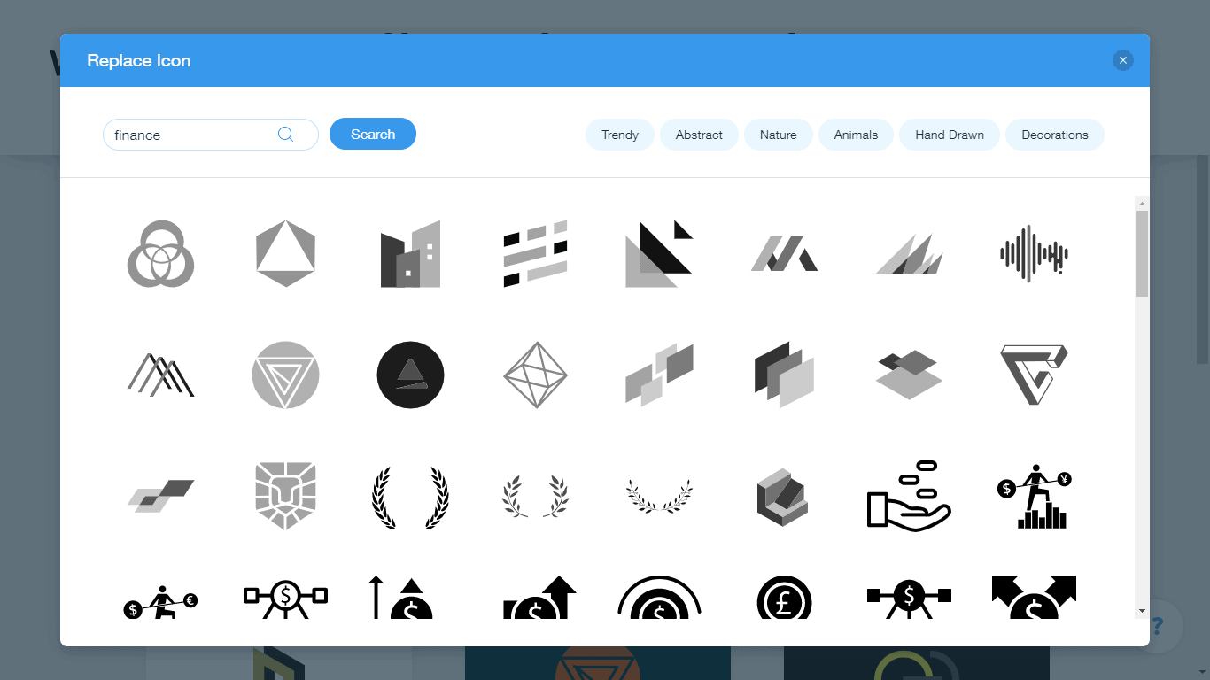 Wix Logo Maker screenshot - finance icons