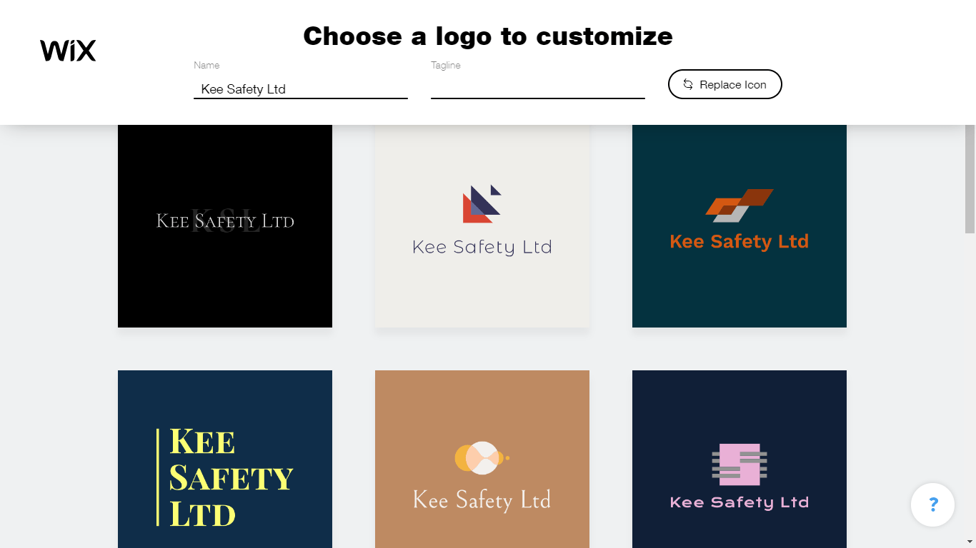 Wix Logo Maker screenshot - logo suggestions